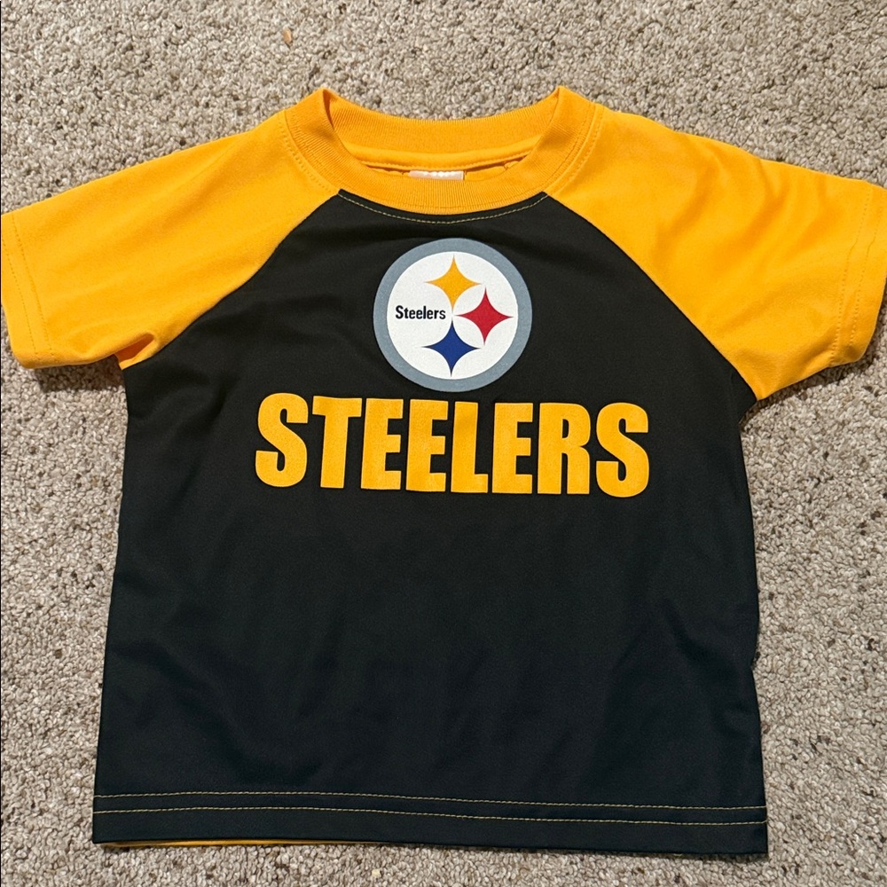 Kids Steelers Raglan Shirt - Black and Yellow